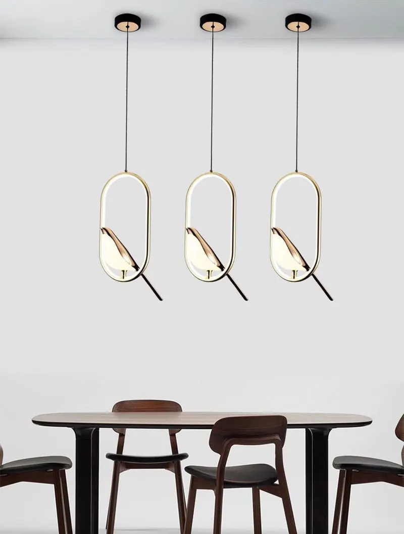 Nordic Elster Vogel LED Kabel Anhänger Lampen für Nacht Schlafzimmer Innen Schwarz Silber Hängen Lichter Kronleuchter Lampe Hause AC85-265V – Detail 2