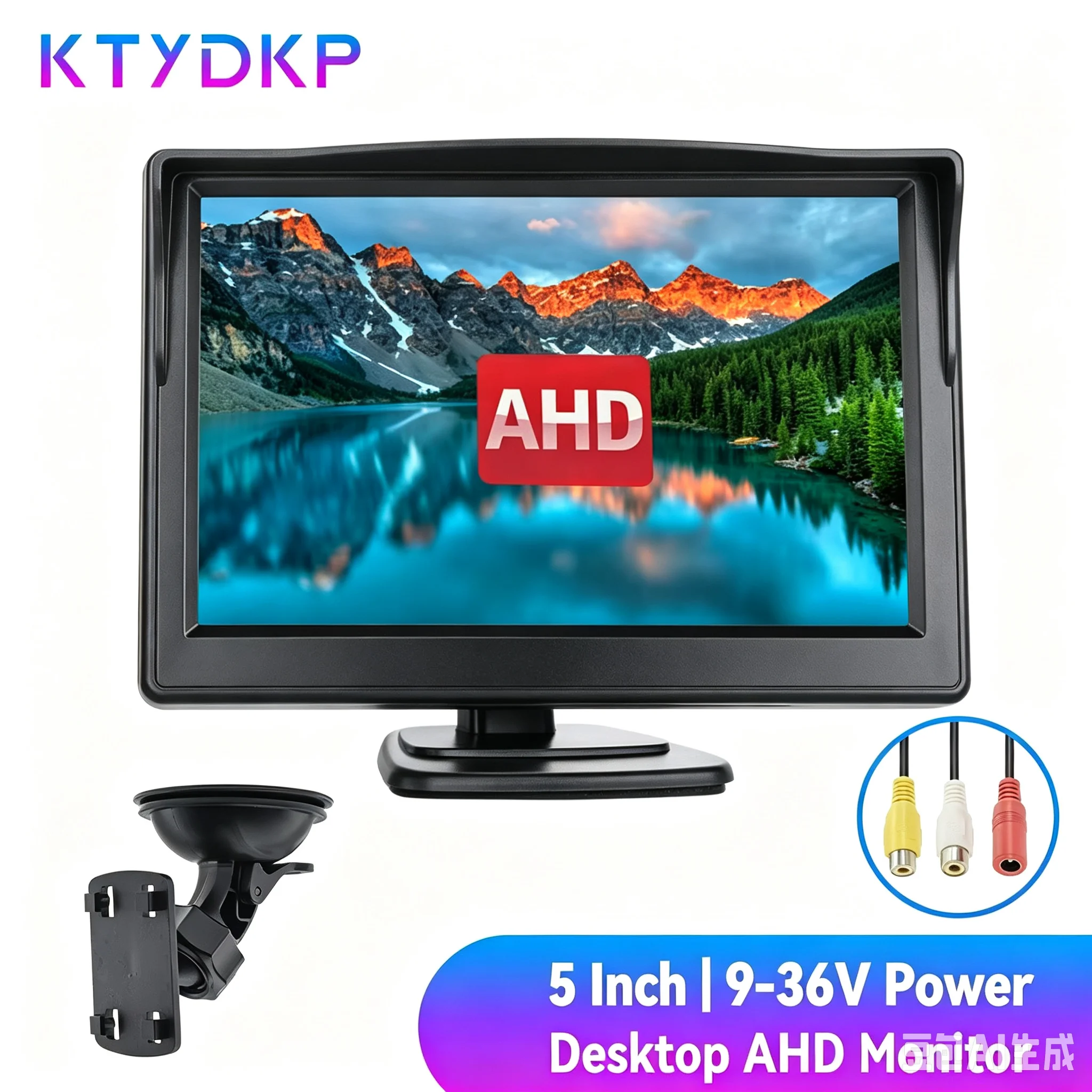 KTYDKP 5 Inch Car AHD Monitor Screen with 2 Way Video Input 5
