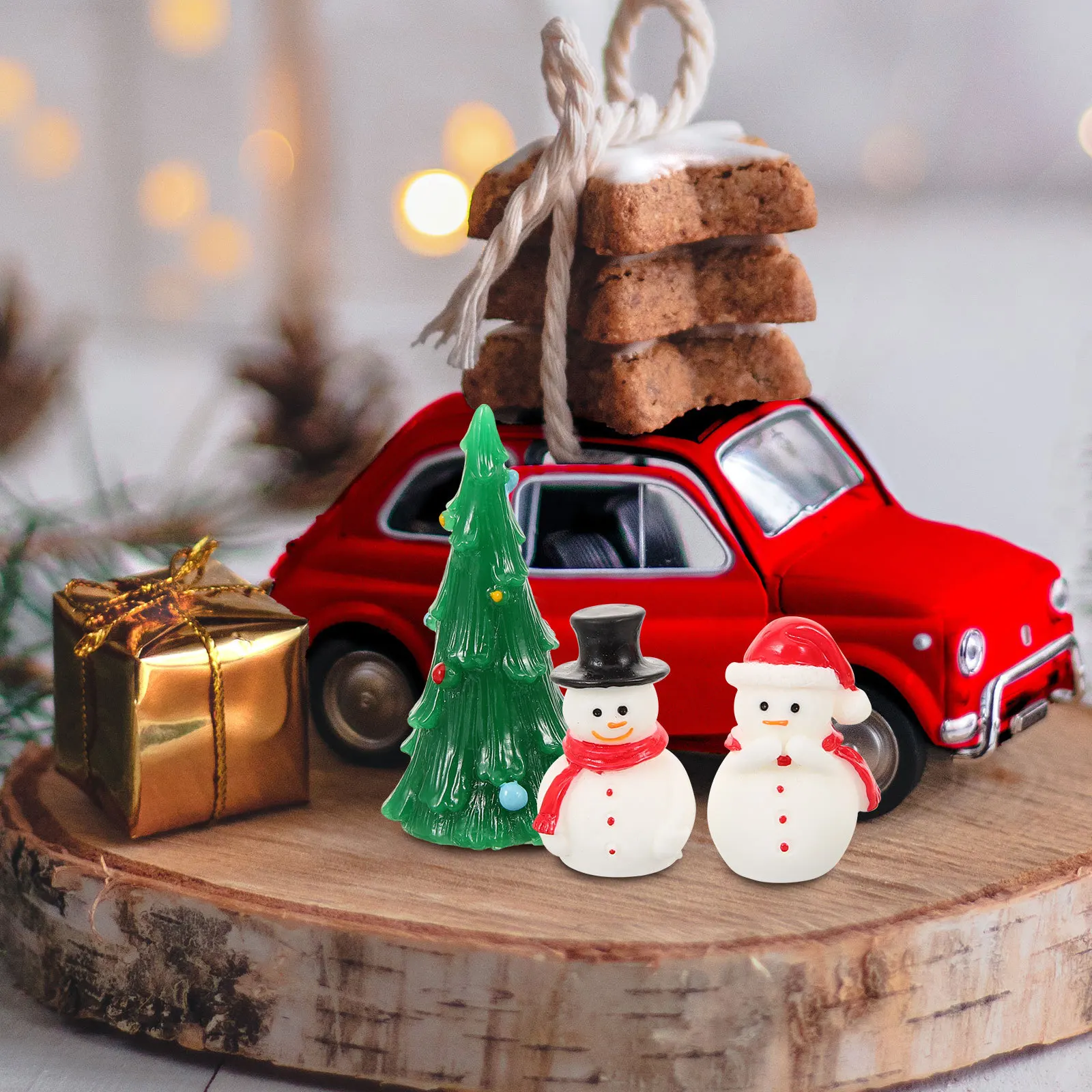 

15Pcs Christmas Ornaments Bundle 3D Cartoon Resin Decorations Festive Desktop Adornments for Indoor Outdoor Holiday Use