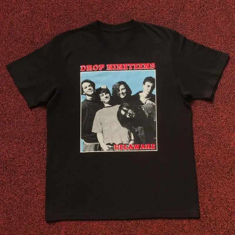 

Vtg Drop Nineteens Делаверс Хлопковая черная футболка всех размеров J900