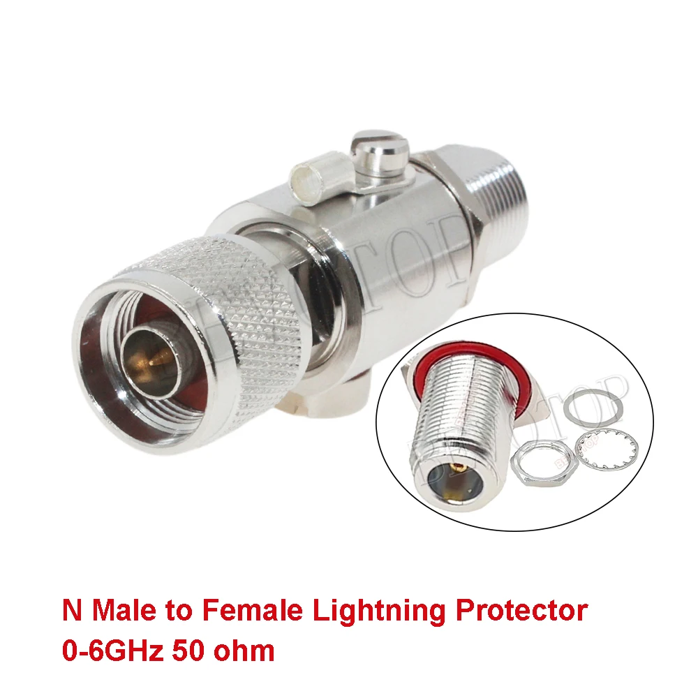 6GHz N Male to Female RF Coaxial Surge Protector Gas Discharge Tube Lightning Arrestor for HAM CB Radio WLAN WiFi 50 Ohm