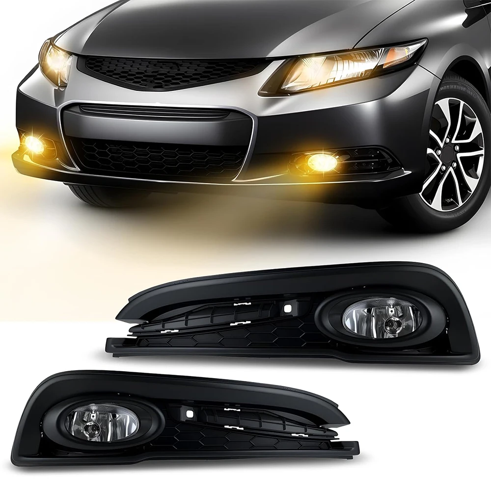 

Галогенные противотуманные фары для Honda Civic 2013-2015, передний бампер, комплект противотуманных фар с переключателем и проводкой