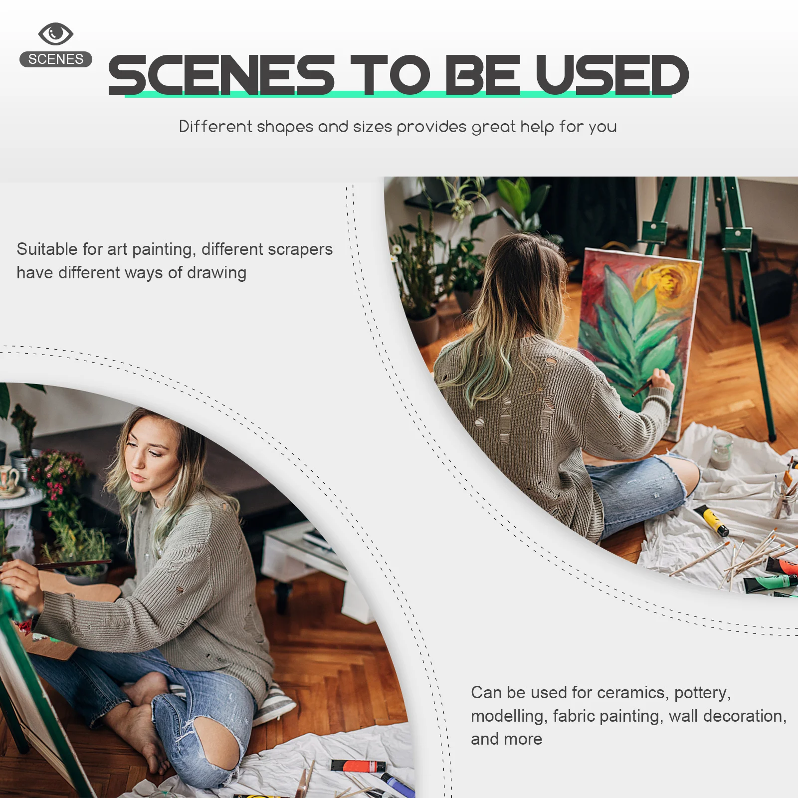 

30Pcs Premium Material Painting Accessories Different Shapes Sizes for All Types of Art Projects Spreading Painting Scrapers