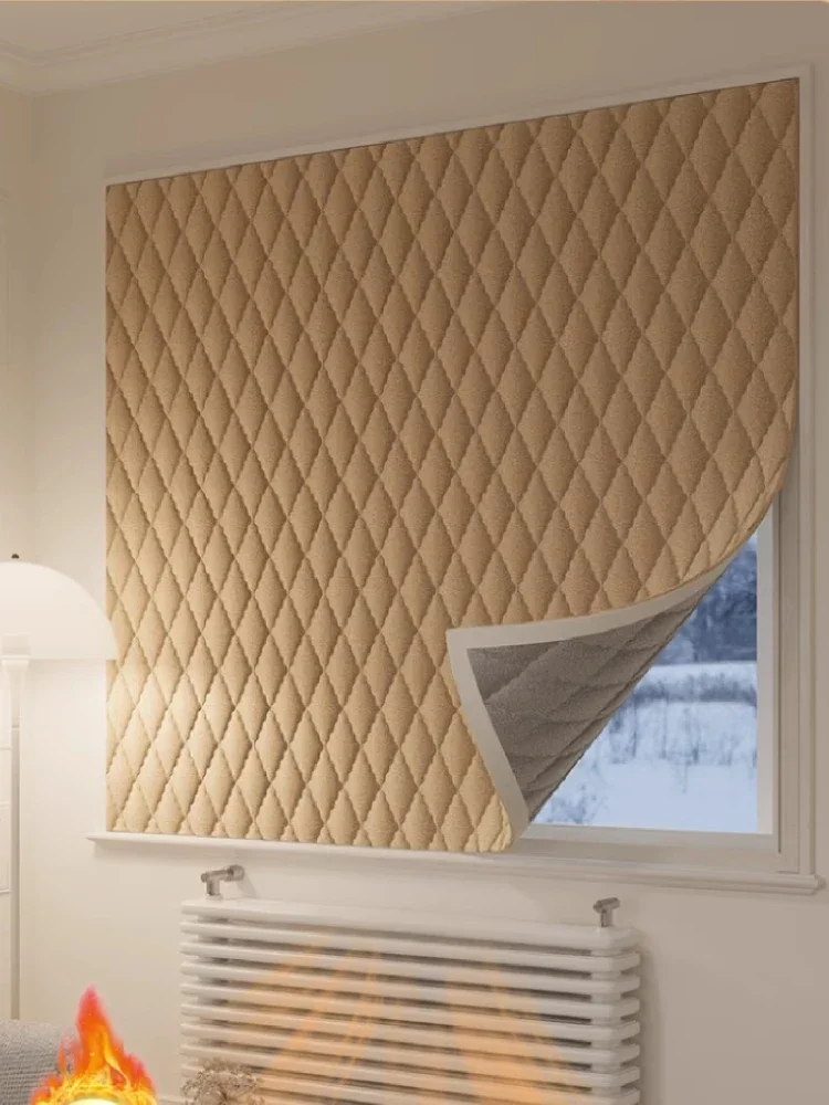 Cortinas de ventana de invierno personalizadas, a prueba de viento, cálidas, insonorizadas, de algodón grueso, para sala de estar y dormitorio, selladas