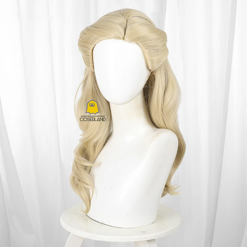 2024 Movie Wicked Glinda Cosplay Wig Long Blond Hair Earrings Props Halloween Party for Women Girls Role Play Carnival Accessory