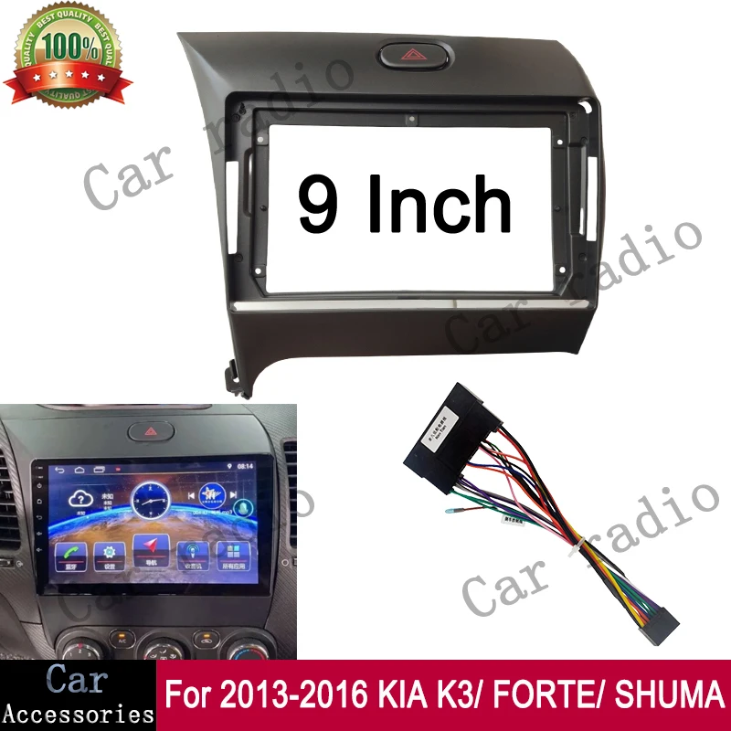 Para 2013-2016 KIA K3/ FORTE/SHUMA 9 pulgadas Radio de coche Android reproductor de marco estéreo 2Din unidad principal Fascia Panel tablero cubierta