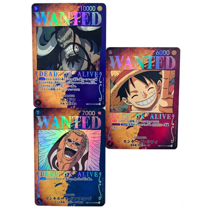 3Pcs/set Anime One Piece Flash Cards Monkey D Luffy Kaidou Donquixote Doflamingo Piratesreward Game Collection Cards Toys Gift