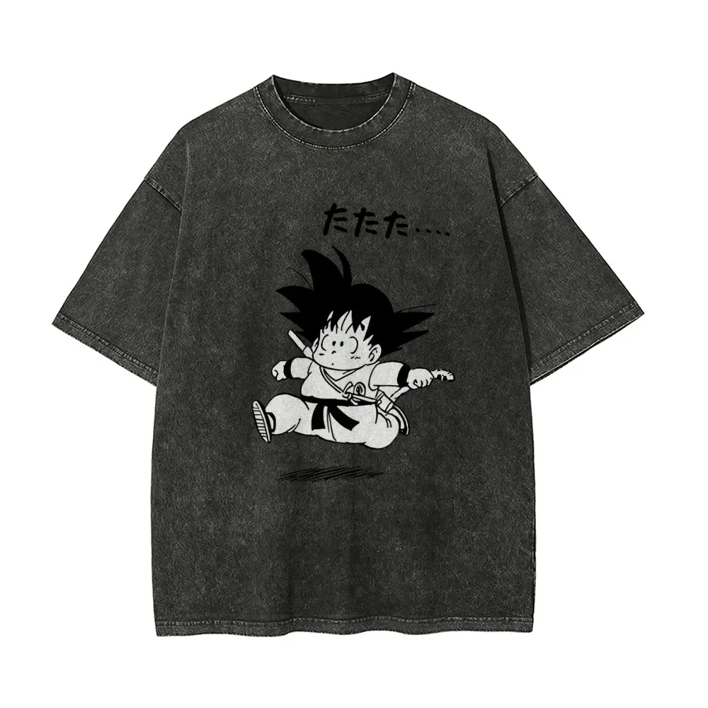 

2026 Dragon BallSummer Oversized T-Shirt Washed Vintage Gogeta Blue Print Unisex Casual Streetwear for Anime Fans Y2k