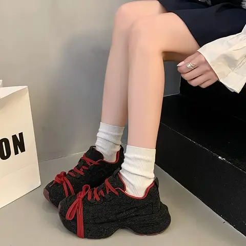 Högkvalitativa lyxiga designerskor för kvinnor Damsneakers Strass Damloafers Moderiktiga glänsande damskor för casual plattform 10 best sales vintage Havana-sneakers - №5