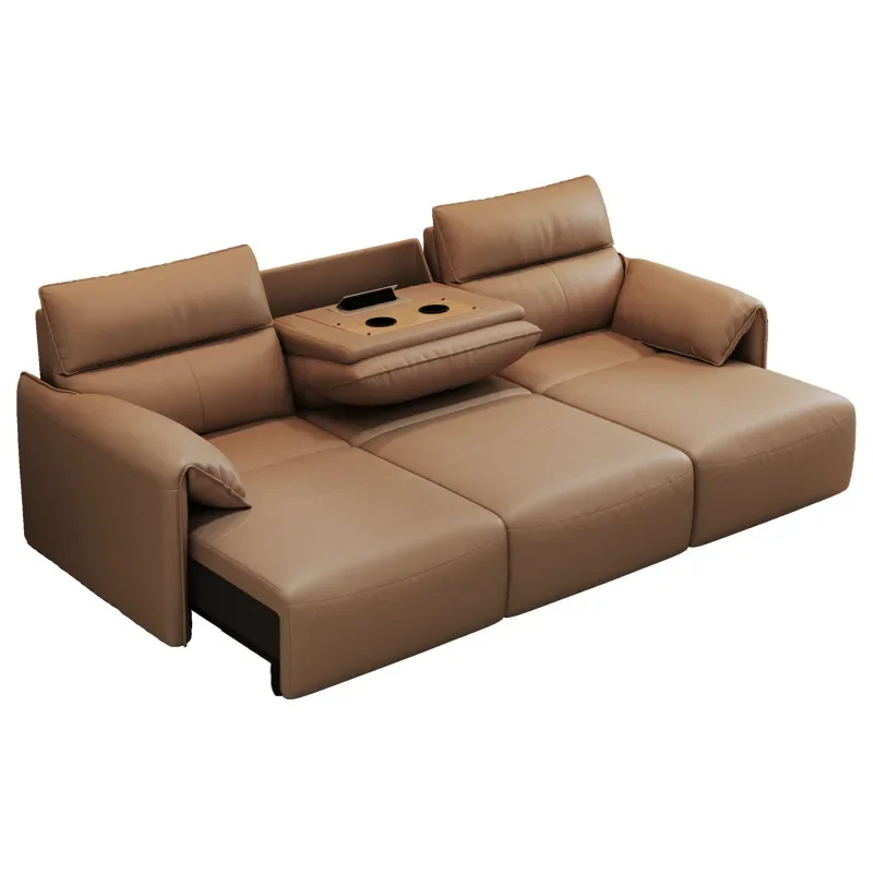 

Italian Couch Genuine Leather Modern Simple Design Micro Fiber Multi Functional Electric Intelligence Sectional Sofa