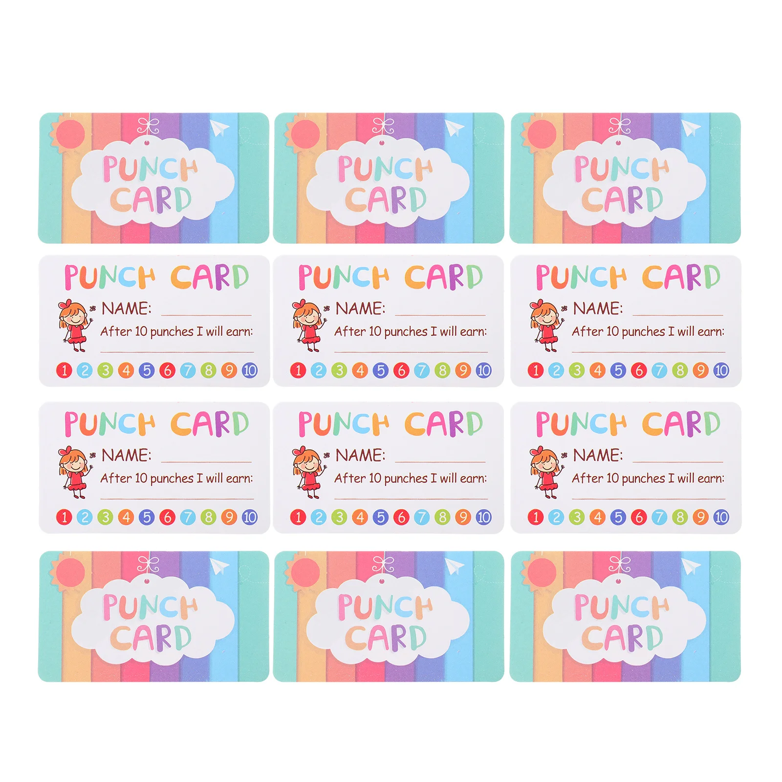 

150pcs 'S Reward Encouraging Punch Cards For Creative Motivational Teaching Tools Bright Colorful Cartoon Patterns