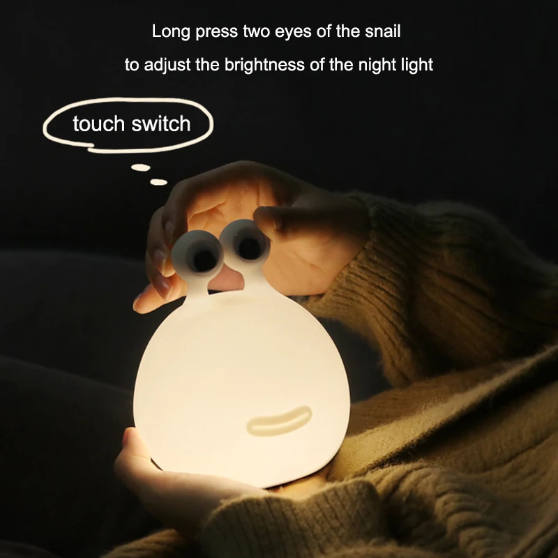 Nolvety LED Lamps Super Cute Silicone Snail Night Light Touch Switch Battery Night Lamp Birthday Gift