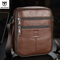 BULLCAPTAIN Bandolera de cuero para hombre, bolso cruzado de piel de vaca multifuncional y de alta capacidad, bolso de mensajero informal