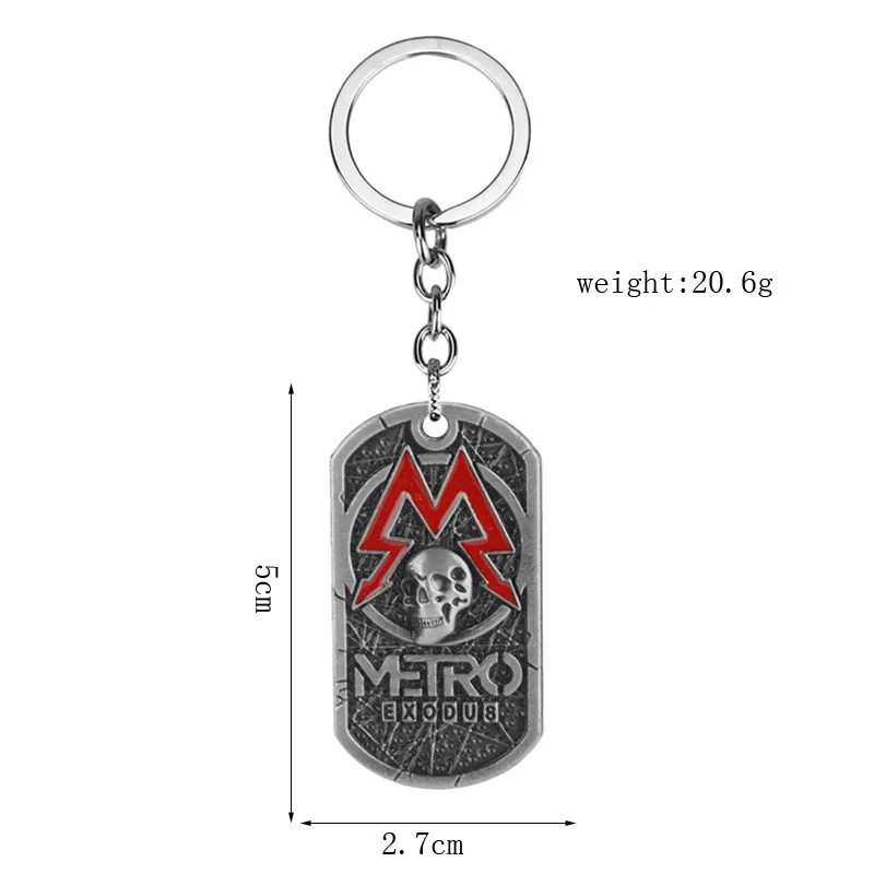 Hot Metro Exodus Keychain Skull Logo Alloy Keyring Fashion Bag Car Pendant Hip-pop Trendy Accessories Valentine's Day Gifts