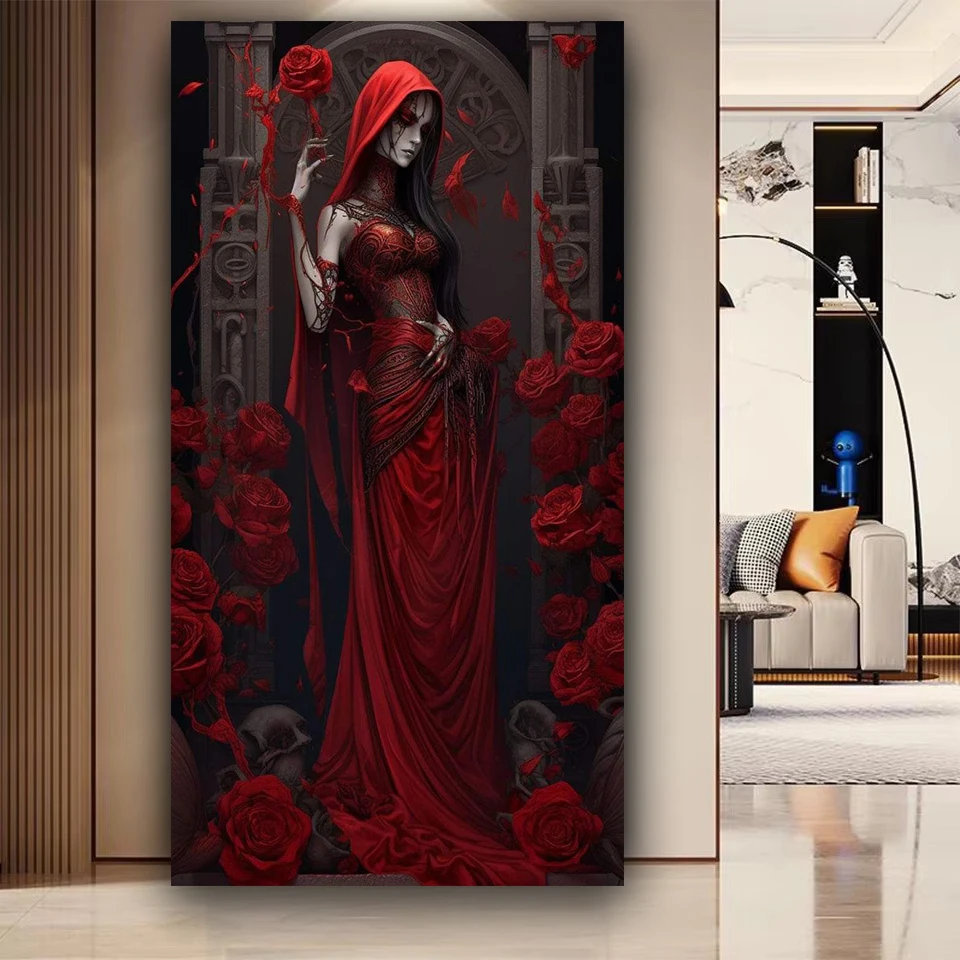

Amazing Gothic Blood Rose Woman Diamond painting full square/Round Diamond Mosaic diy art Pictures Home decoration Big Size