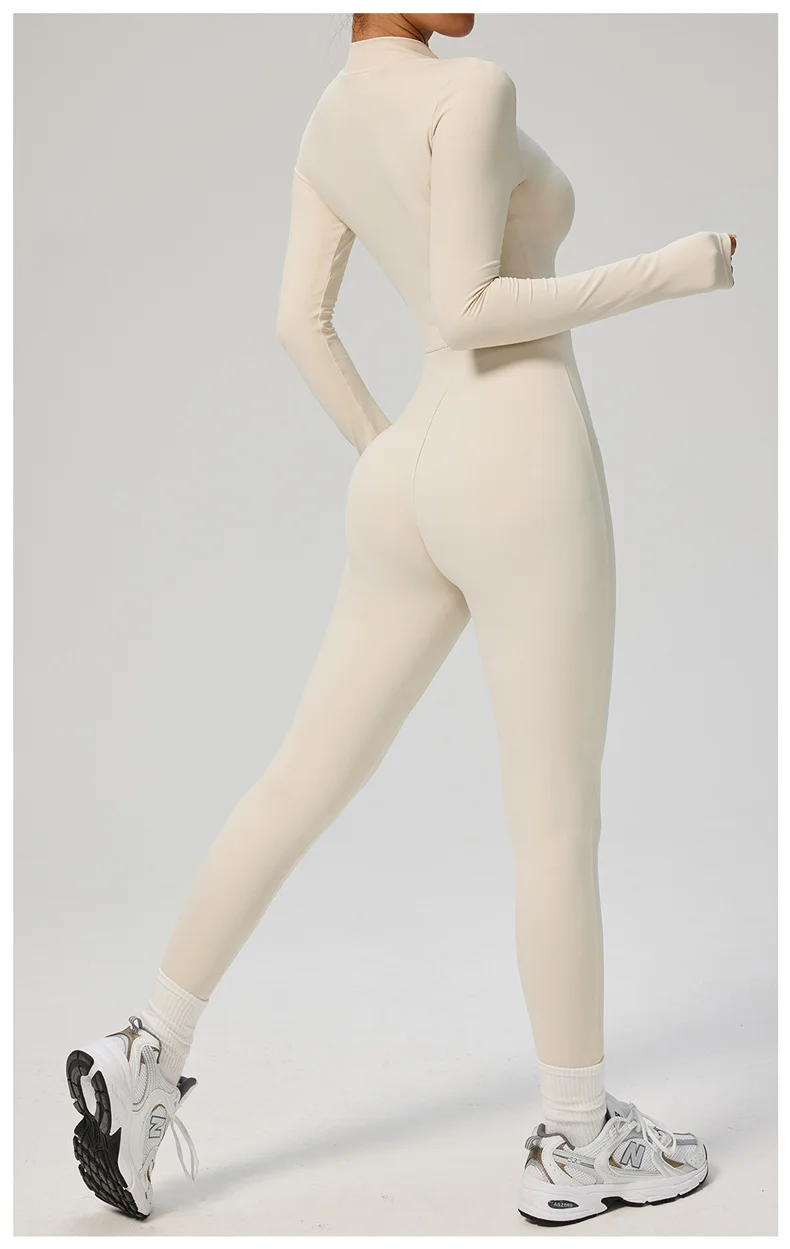 

Зимний осенний теплый комбинезон для йоги с длинным рукавом и молнией, женский, цельный, для фитнеса и спорта