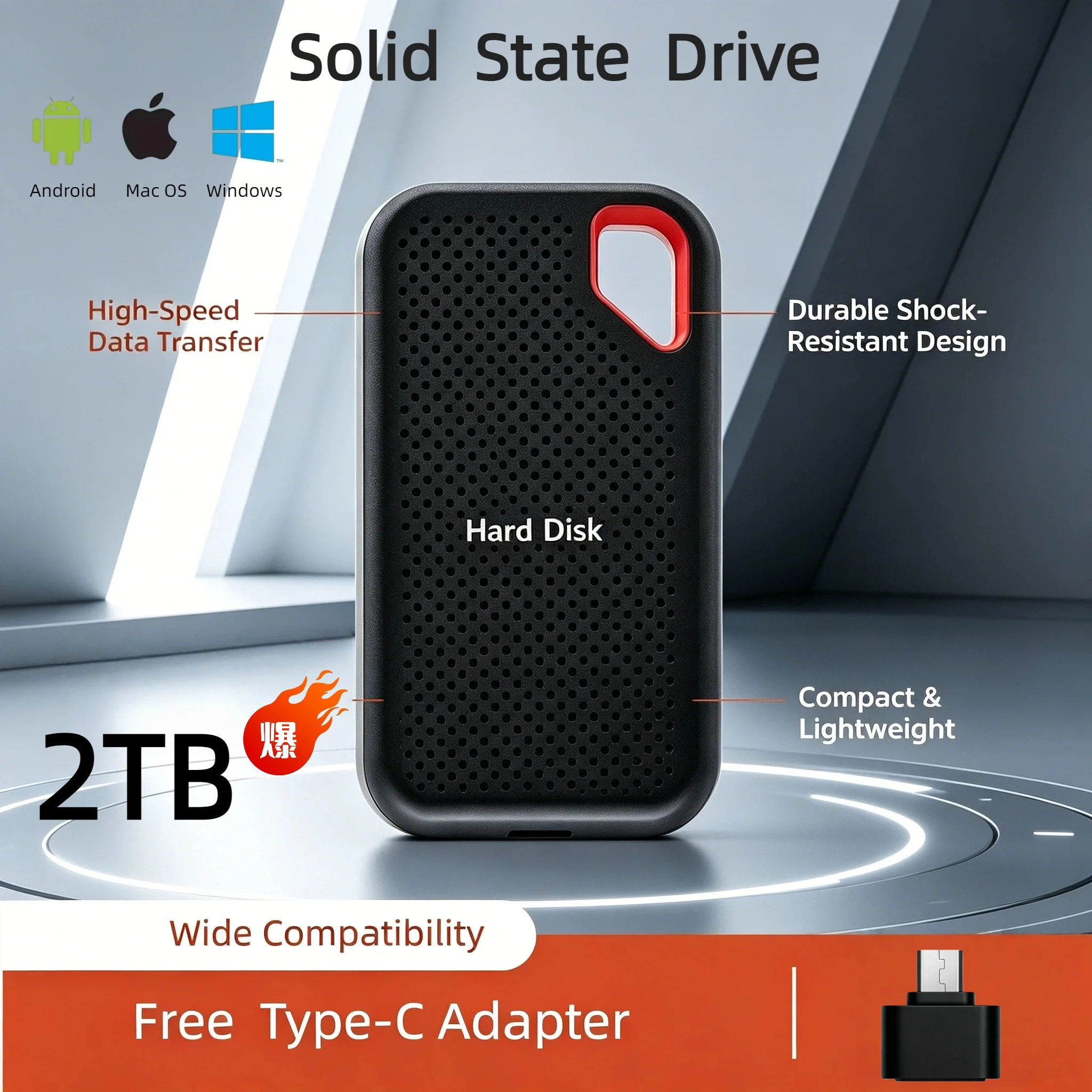 

Original E61 SSD 2TB USB3.1 Portable External Hard Disk High Speed Mobile Storage For Laptop PC PS5 Console Large Capacity Max