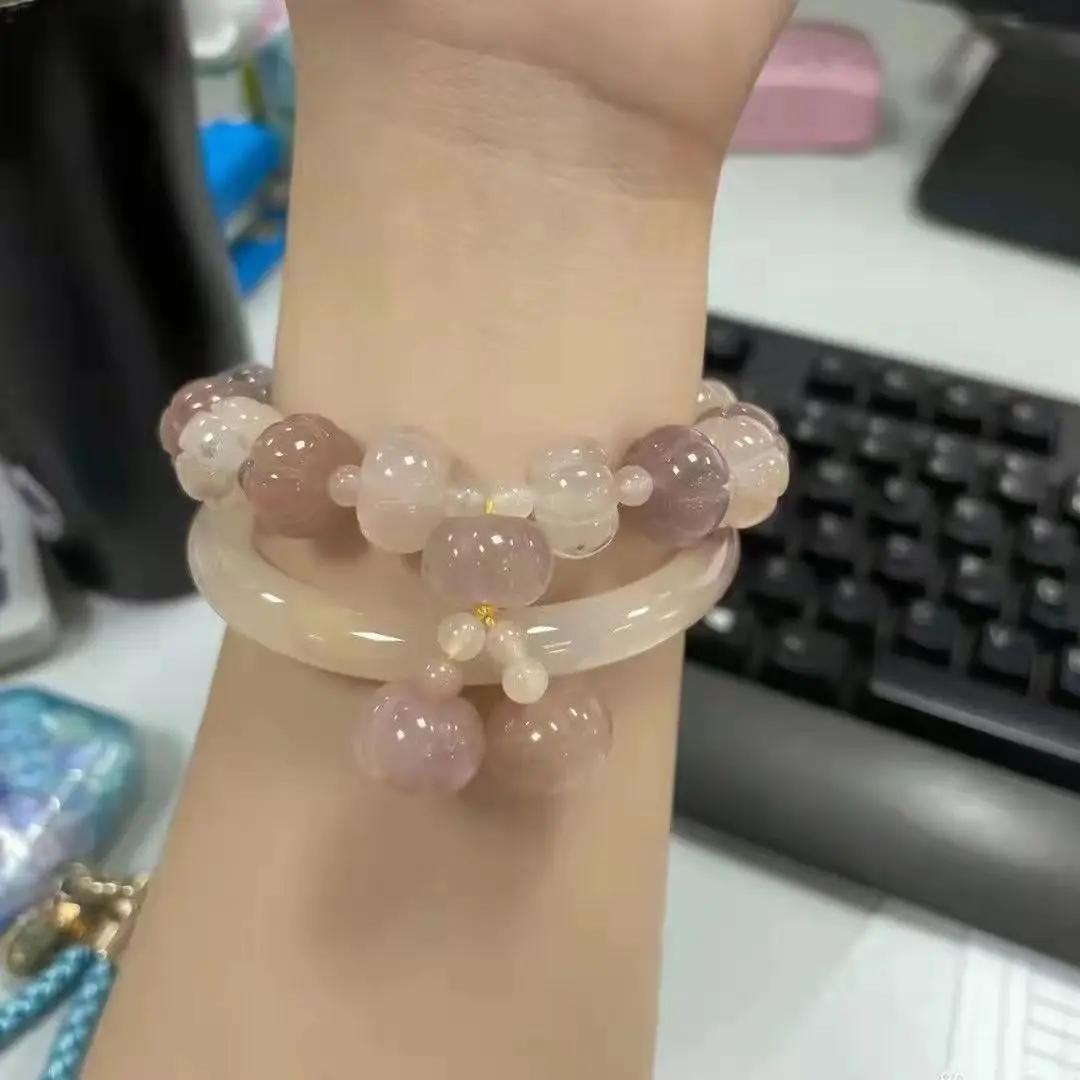 

Genuine Xinjiang Gold Silk Pumpkin Bracelet, Men's and Women's Jade Bracelet, Gobi Gold Silk Color Jade Bracelet