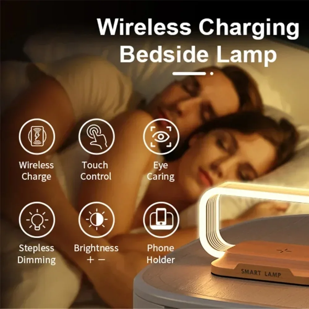 

New LED Wireless Charger Stand Night Light Multifunction Fast Charging Station Dock Desk Lamp Gifts