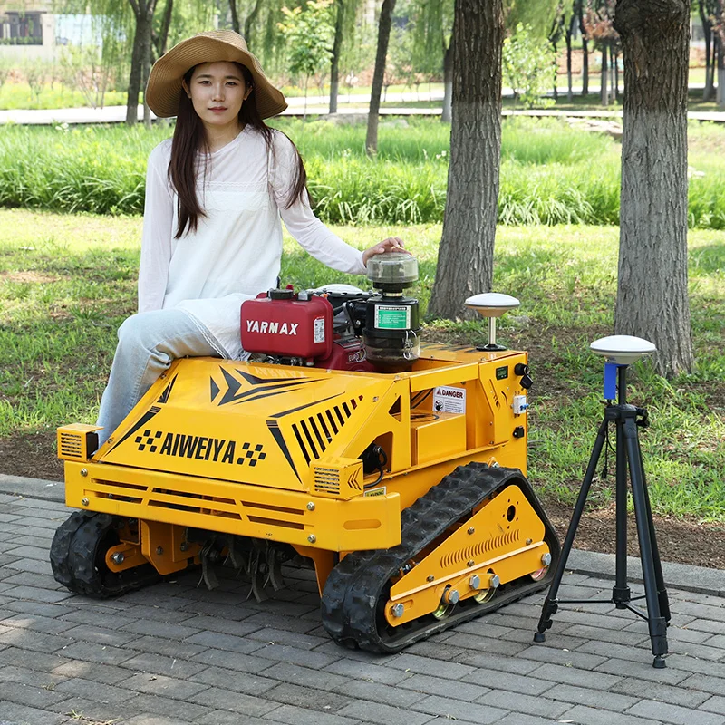Customized gps flail mower Petrol Engine Robot Lawn Mower, RC Wireless Controlled Grass Mower with reliable power output