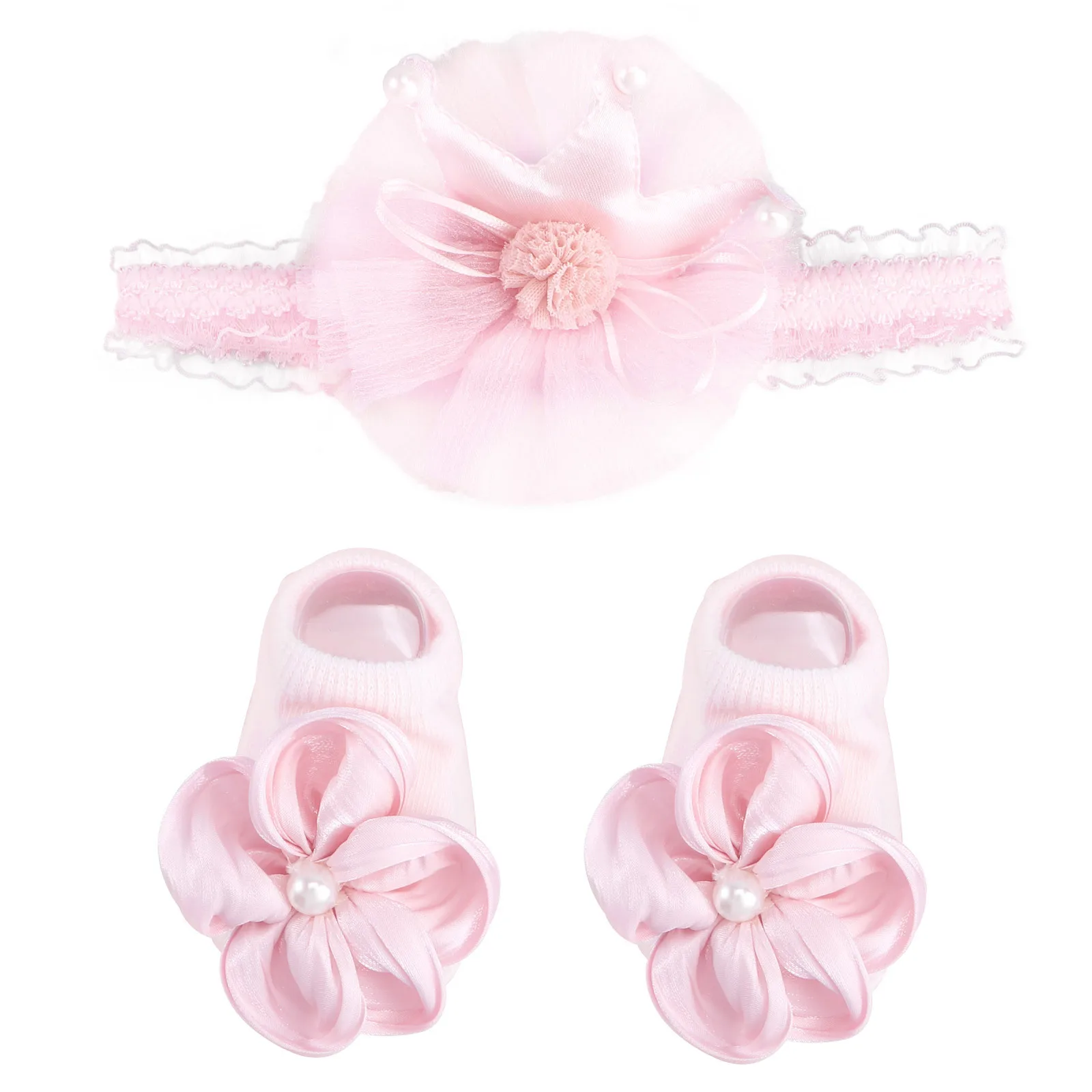 1 مجموعة 1 مجموعة الجوارب هيرباند مجموعة الملابس والاكسسوارات زهرة تصميم دافئ لينة تنفس جورب مرن