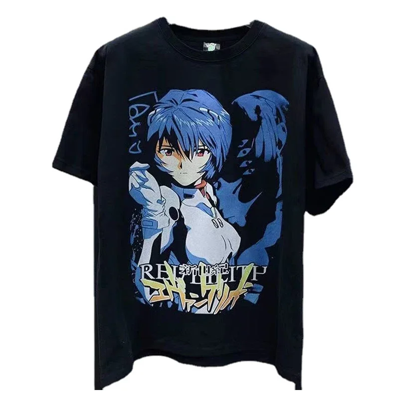 EVANGELION Ayanami Rei T Shirt Oversized Prints Short-sleeved Tops Summer Men Hip Hop Punk Tshirt Casual Streetwear Clothes Gift