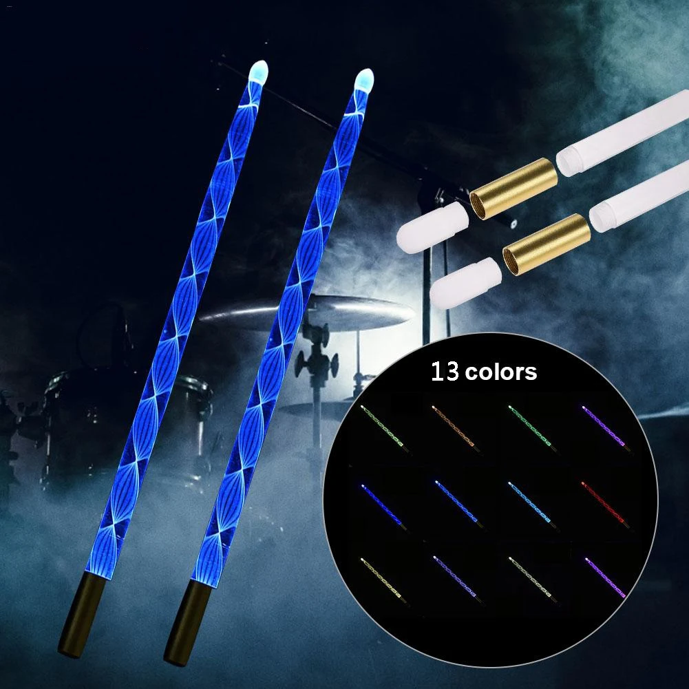 

ABLB-5A Acrylic Luminous Drum Stick Bright LED Light Up Drumsticks Jazz Drumsticks In The Dark Stage 13Colors Free Change