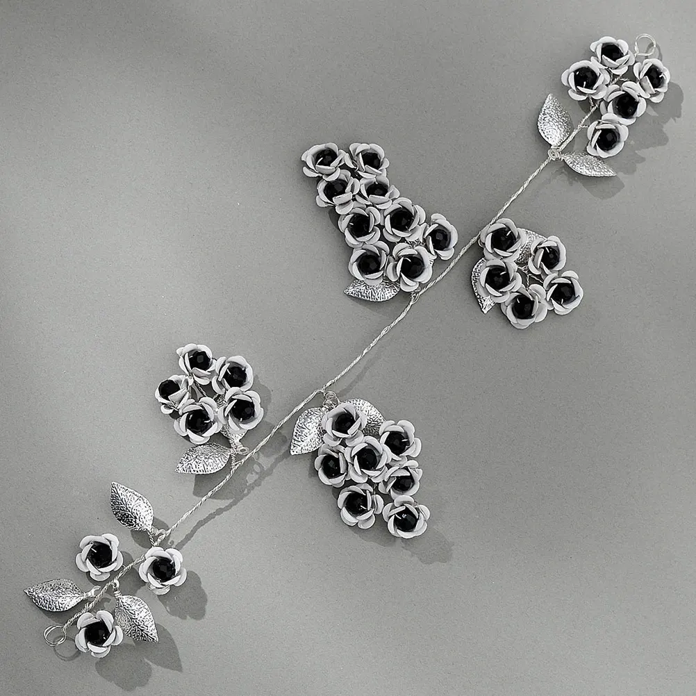 

Black Rose Hairband Silver HS-J7089S Forehead Chain Wedding Headpiece Metal Bride Headdress Floral Hair Jewelry Hair Accessories