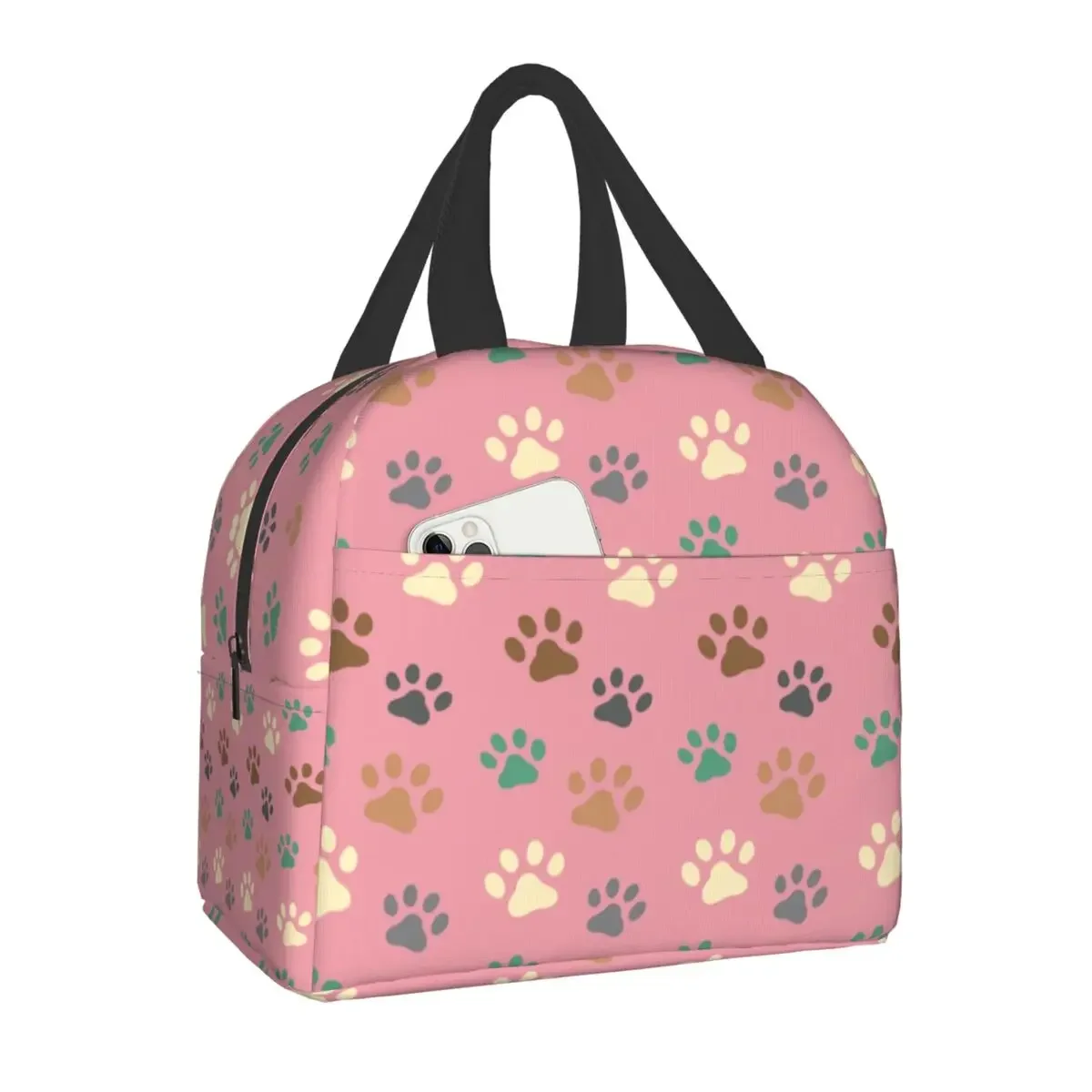 Pet Dog Paw Pattern Insulated Lunch Bags for Women Animal Footprint Resuable Thermal Cooler Food Lunch Box Kids School Children