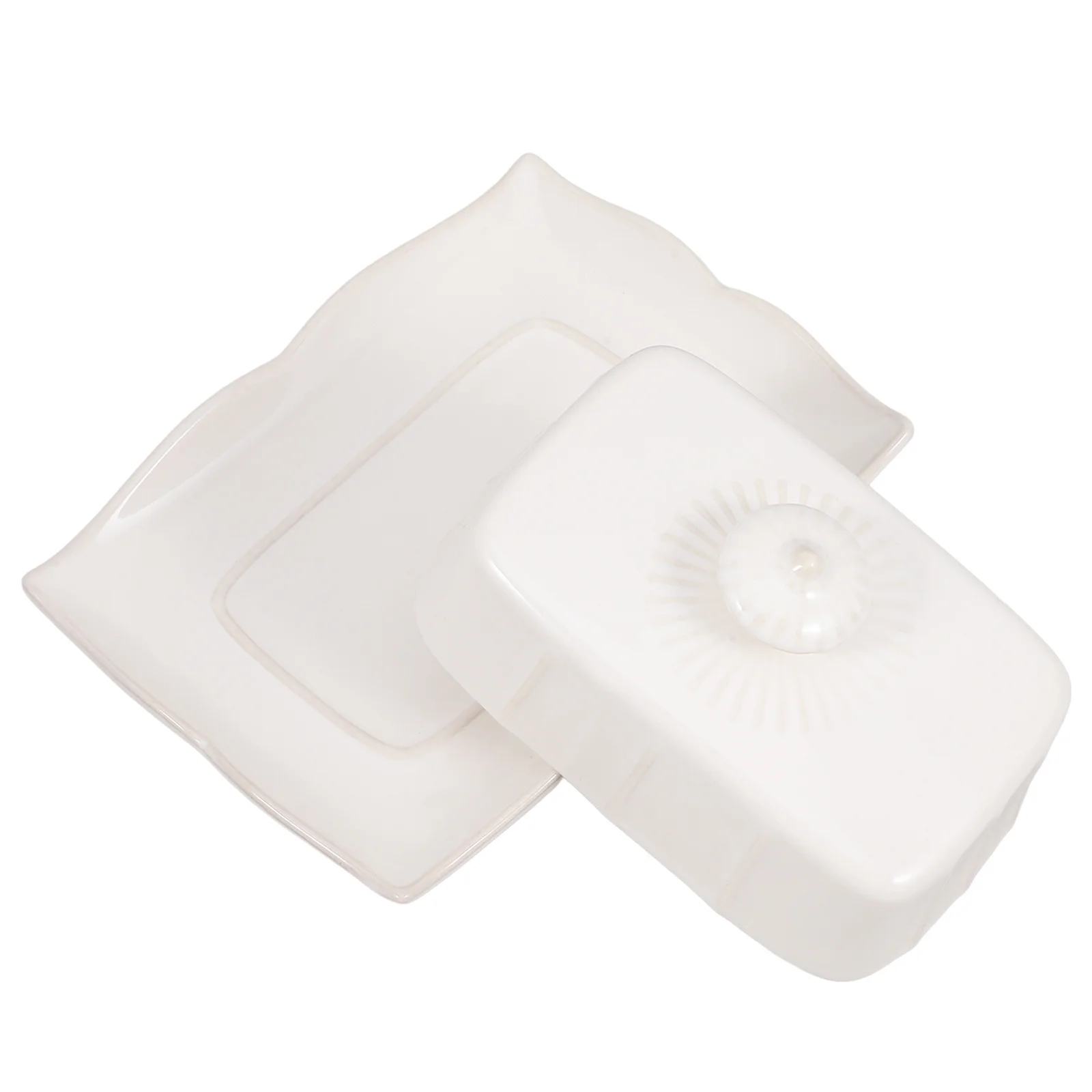 

Countertop Butter Plate for Table Dish with Lid Dishes Holder Container Vintage Ceramic