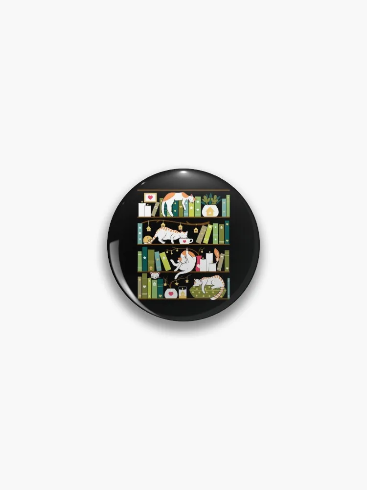 Library cats - whimsical cats on the book shelves  Pin Buttons Brooches Pin Jewelry Accessory Customize Brooch Fashion Lapel Bad