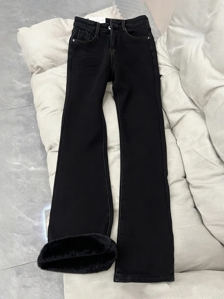 

Мужские джинсы Cleanfit с подкладкой, высокая талия, зауженный крой, американский стиль, зимние, эластичные, прямые, повседневная молодежная одежда