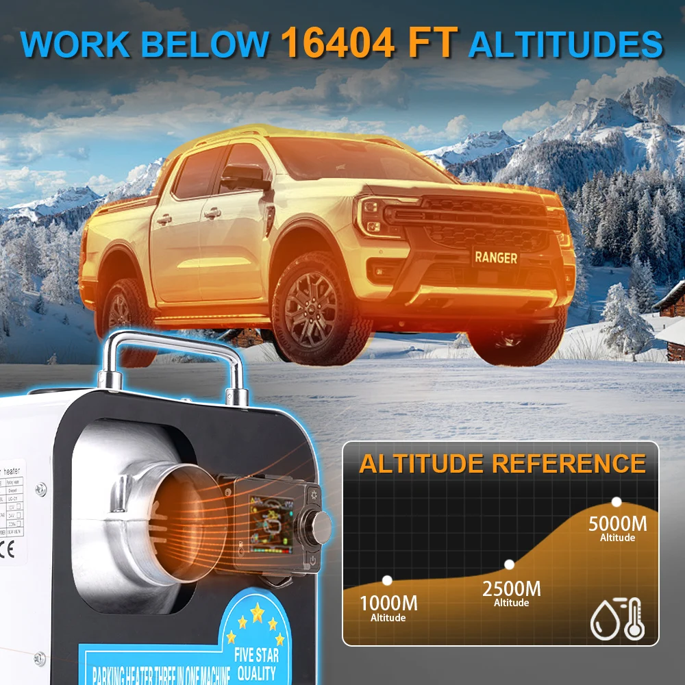 Diesel Parking Heater 2-8KW 12V 24V 220V Three-in-one Bluetooth LCD Remote Control Portable Air Heater for Truck RV Indoor