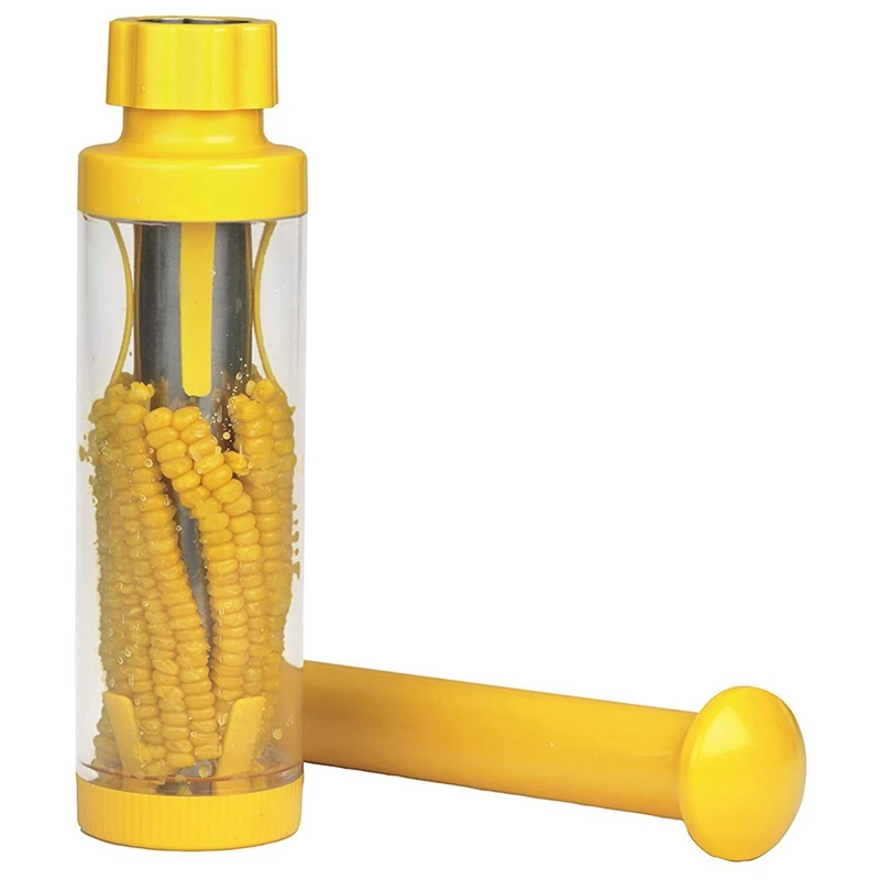 2PCS Deluxe Corn Stripper Yellow ABS+Stainless Steel From The Cob No Splatters Or Mess Dishwasher Safe