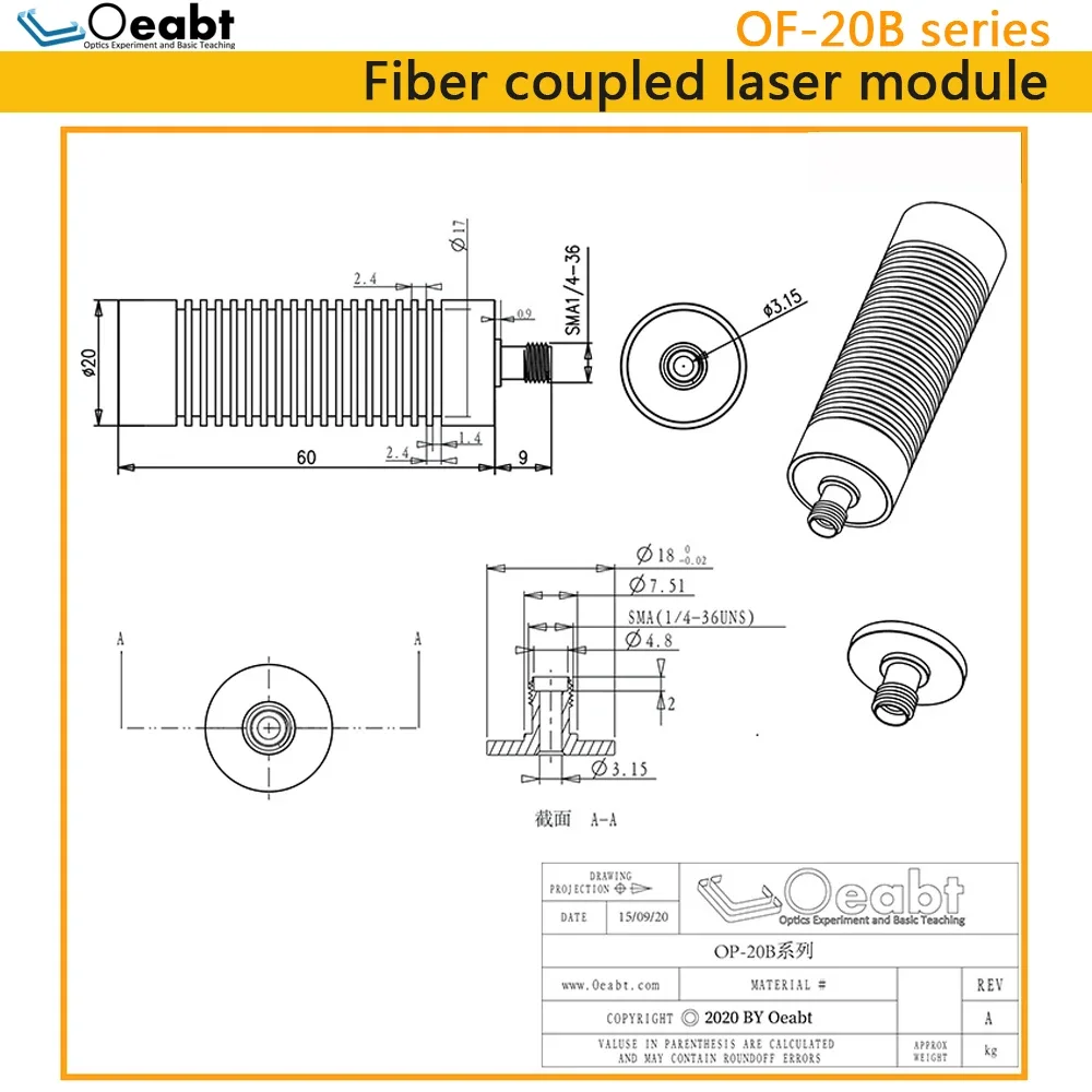 OF-20B Series Fiber Laser Module Fiber Laser Coupled With SMA Interface Core 5/10/20mW