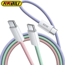 NNBILI USB C to Type C Color Cable For iPhone 15 PD 60W Fast Charging For Huawei Xiaomi Samsung Type C Weaving Cable Accessories