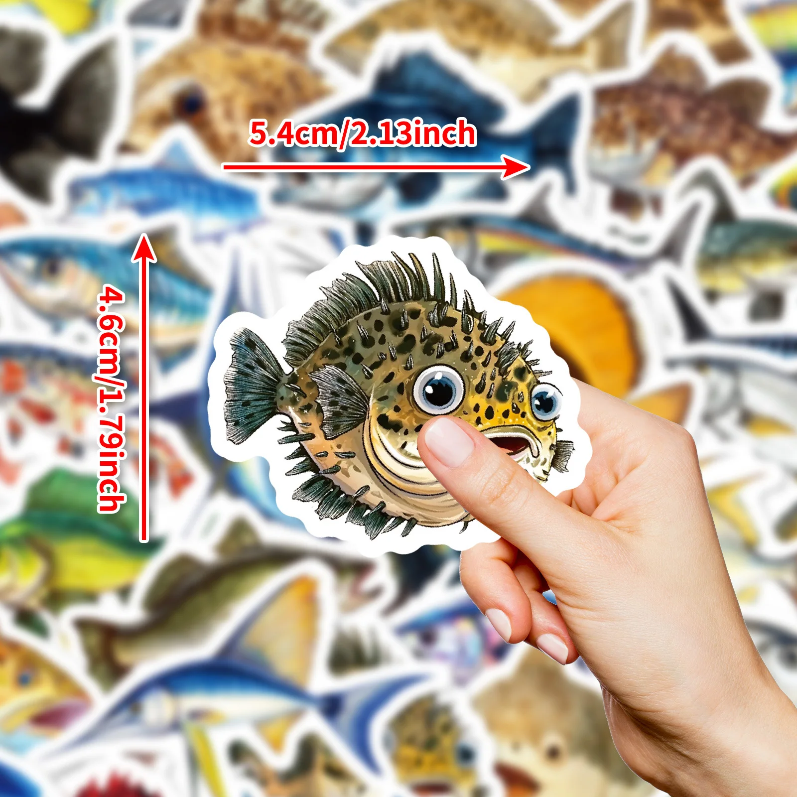50Pcs Fishing Stickers Ocean Sea Fish Vinyl Decals Waterproof Tackle Box Cooler Boat Water Bottle Laptop Men Dad Gift Decor