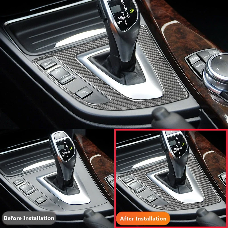 For BMW 3 Series F30 F34 2013-2019 Carbon Fiber Car Car Gear Shift Panel Decorative Stickers Auto Inter Accessoriess
