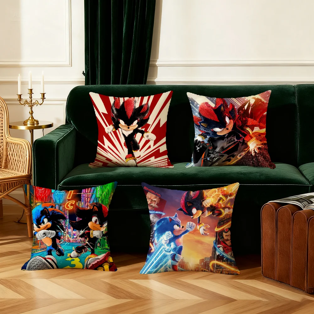 S-sonic cute H-hedgehog cushion cover Bedroom Sofa Decorative home Car portable Cushion Cover With Zipper Soft pillowcase