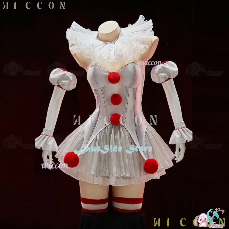 Halloween Movie Clown Pennywise Dress Cosplay Costume Wig Genderswap Horror Scary Sexy Dress Up Women Carnival Party Outfit view 5
