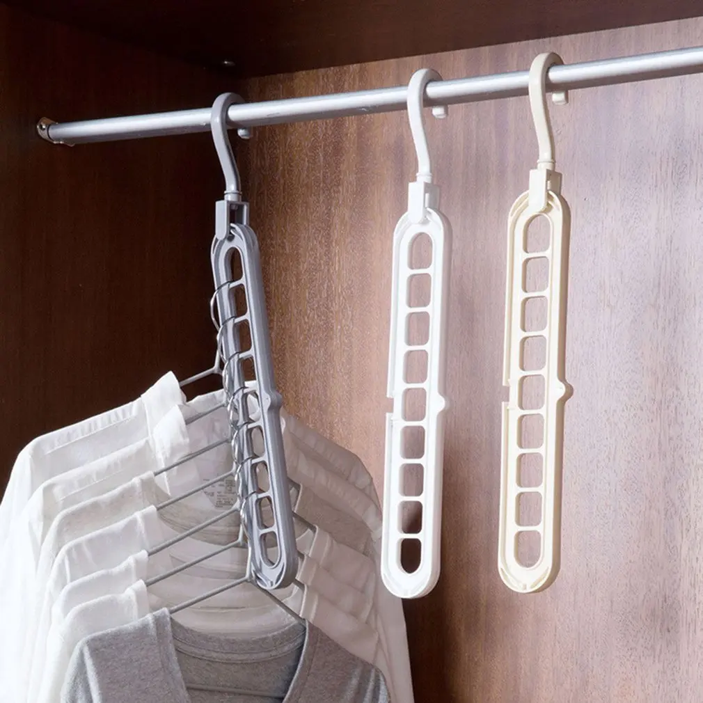 2024 New Rotating Nine-Hole Hanger Multi-Function Multi-Layer Folding Magic Hanger Wardrobe Storage Plastic Rack Fast shipping