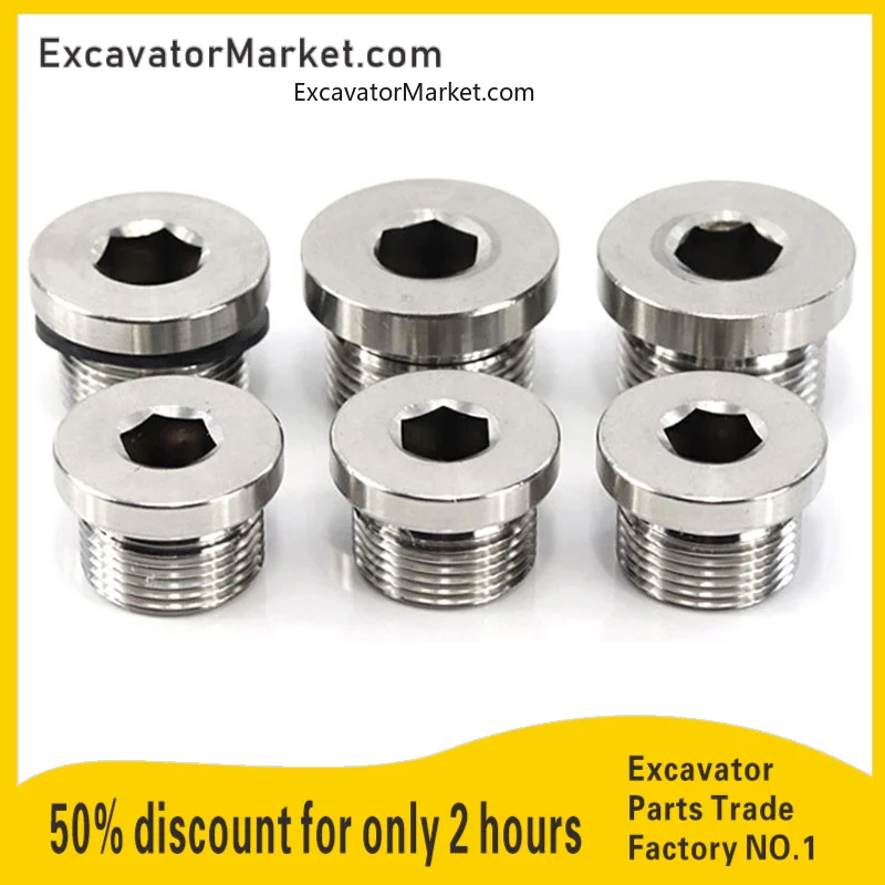 For excavator Doosan XCMG Hyundai 55 Sany 60 Kobelco 75 walking motor oil drain screw oil drain valve plug excavator Spare