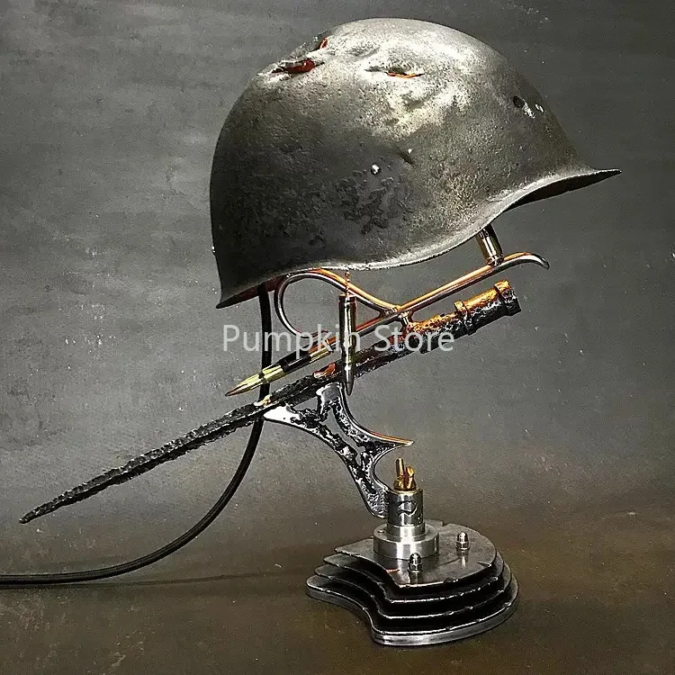 War Relic Lamp Remembering History Resin Desktop Ornament USB Charging Table Lamp Home Decoration Accessories for Living Room