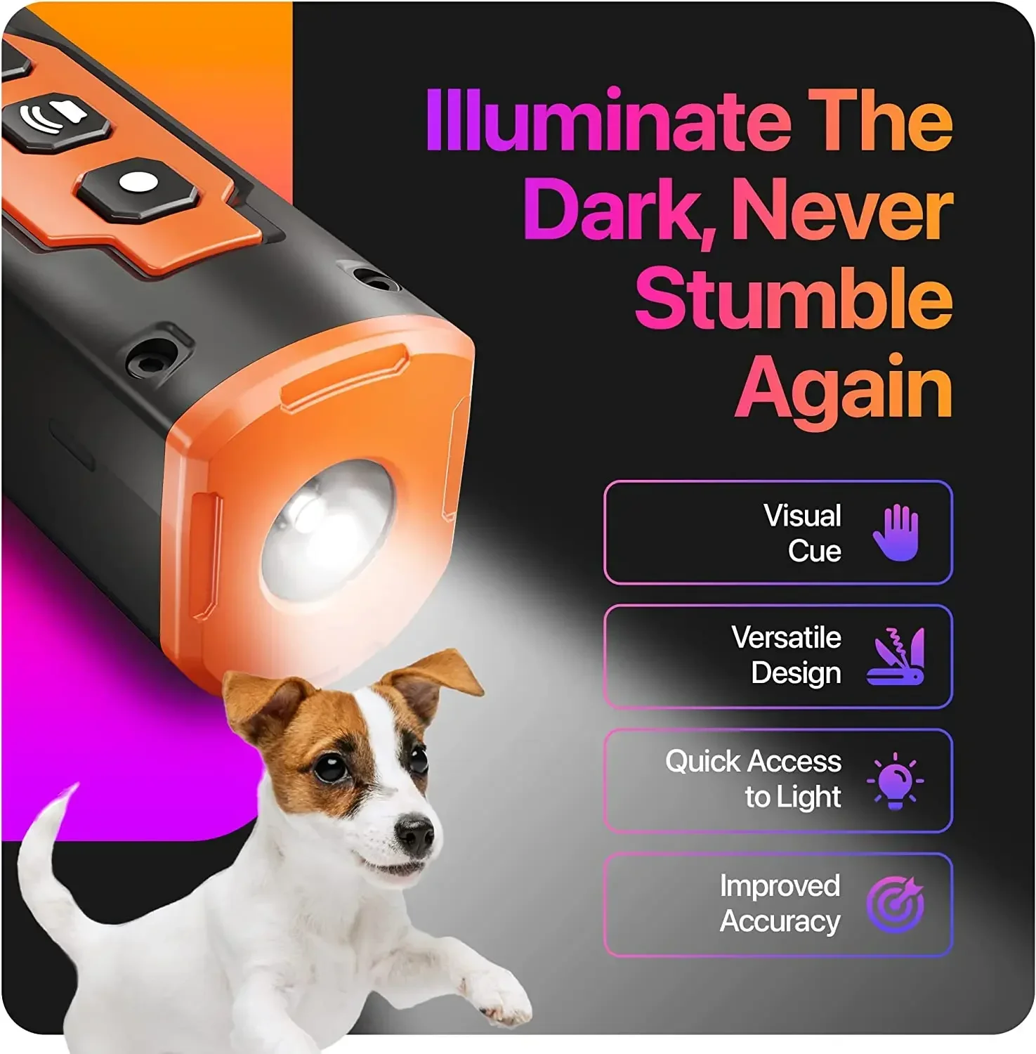 Portable Anti Dog Bark Deterrent Device Ultrasonic Dog Training Device Pet Dog Repeller with Flashlight Rechargeable 2023 New