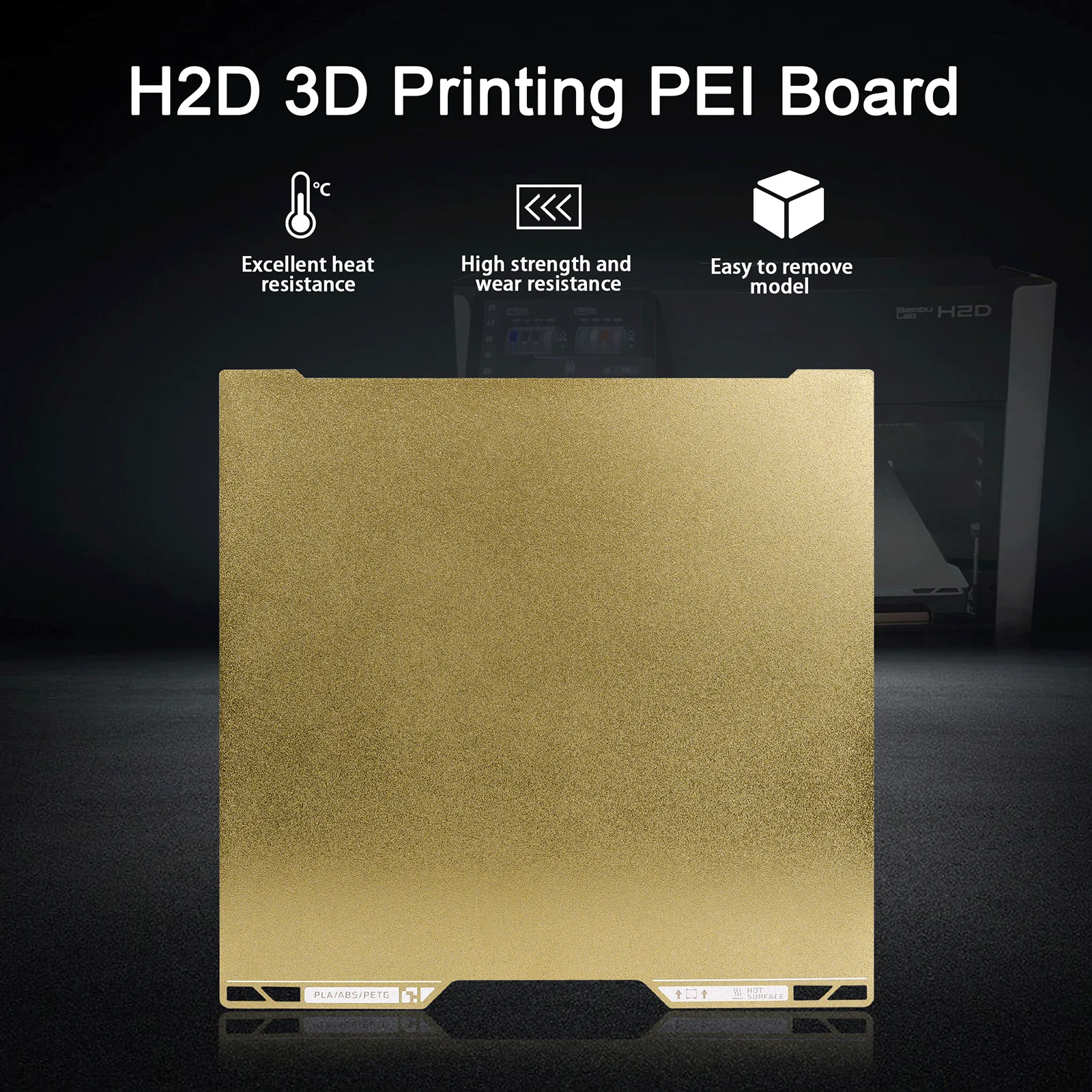 

Bambu Lab H2D Текстурированная материнская пластина PEI 350x320 мм Двусторонний спрей PEI, гибкий лист высокотемпературного магнитного листа для PLA PETG ABS TPU