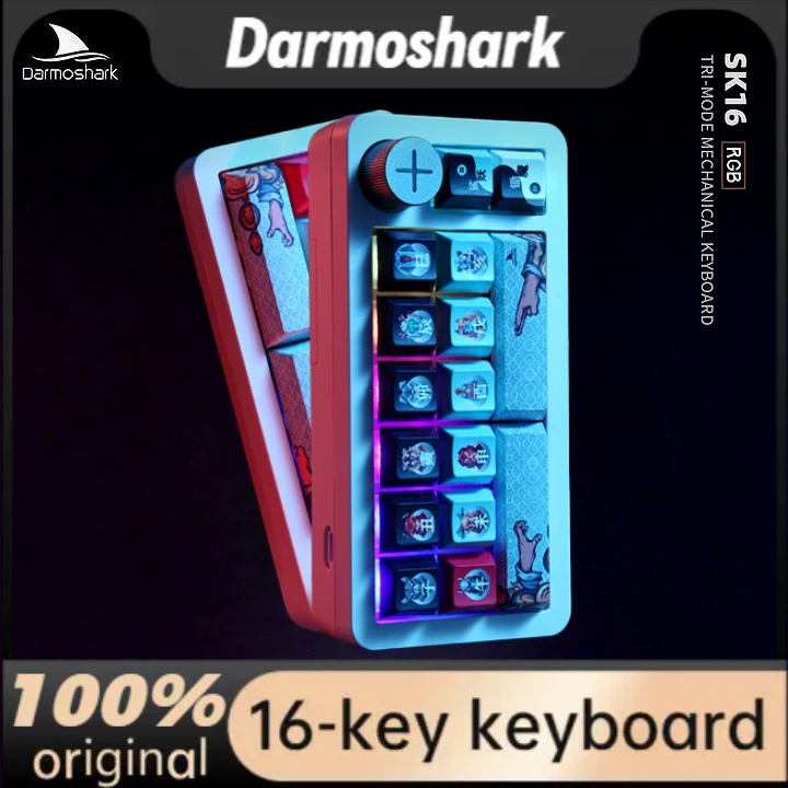 

Darmoshark 16-клавишная трехрежимная цифровая клавиатура Поддержка всех клавиш с возможностью горячей замены и программирование макросов Полноцветное RGB-подсветка