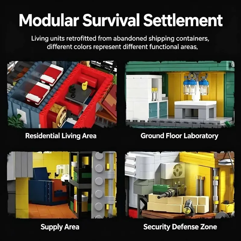 New 2859Pcs City Hot Street View Moc Modular Apocalyptic Survivors Base Model Custom Puzzle Diy Creative Toys Gifts