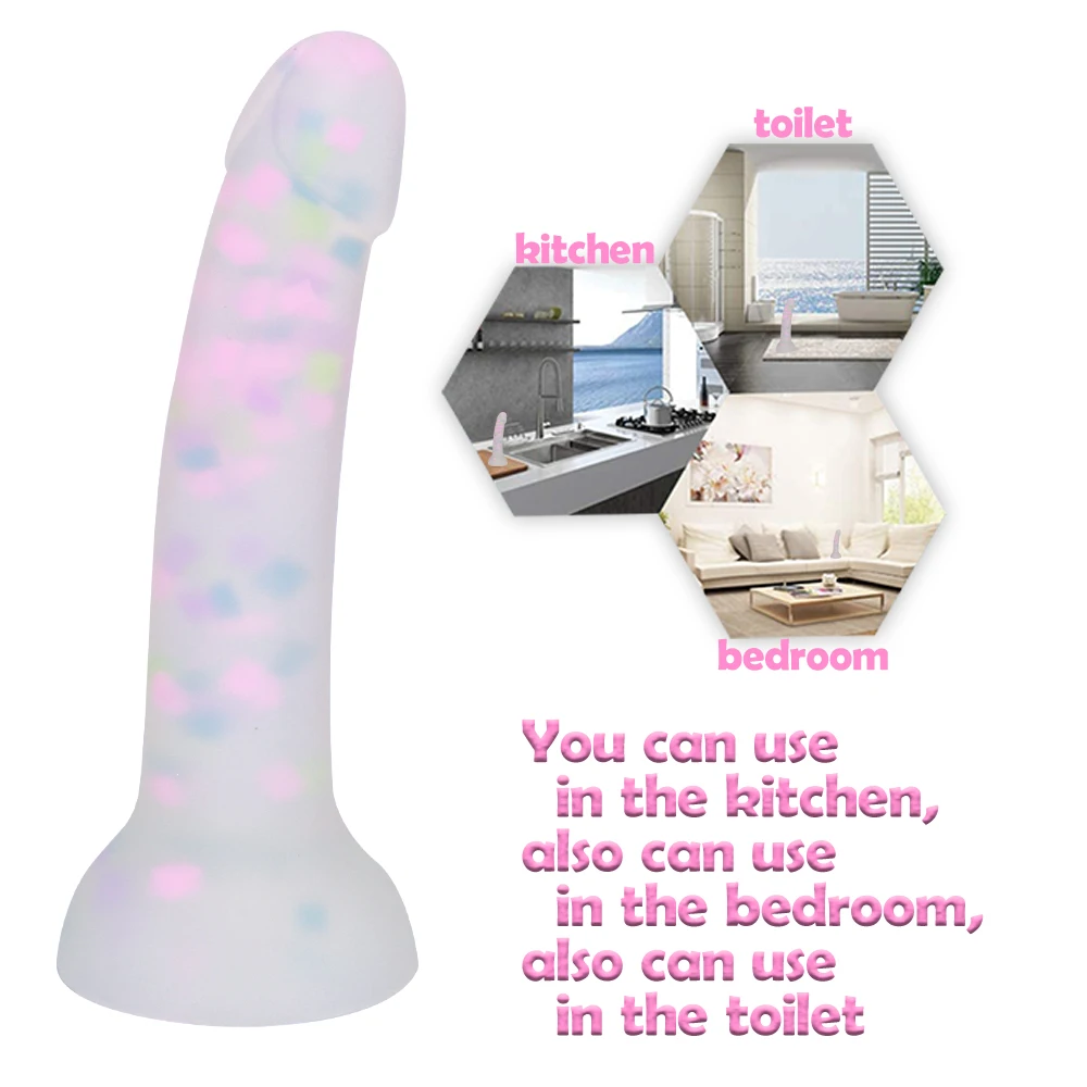 Cute Jelly Soft Dildo Female G-spot Masturbator Anal Butt Plug Adult Sex Toys Suction Cup for Women Beginner Silicone Luminous