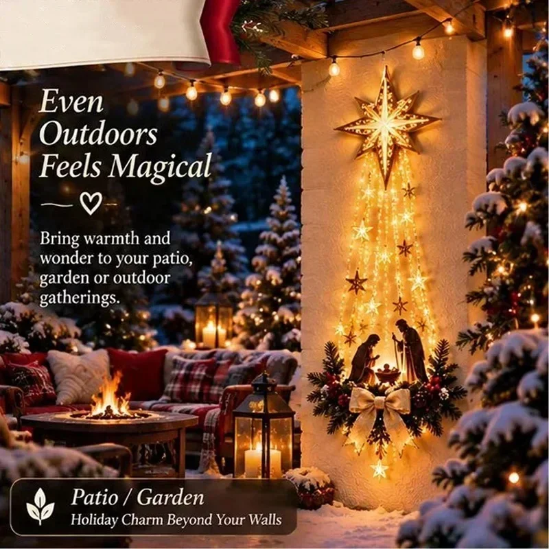 2027Christmas，Bethlehem Star of Faith, Lighted Nativity,, Wall Decor,Glowing Christmas Hanging Ornament, LED Lights for Indoor - view 3