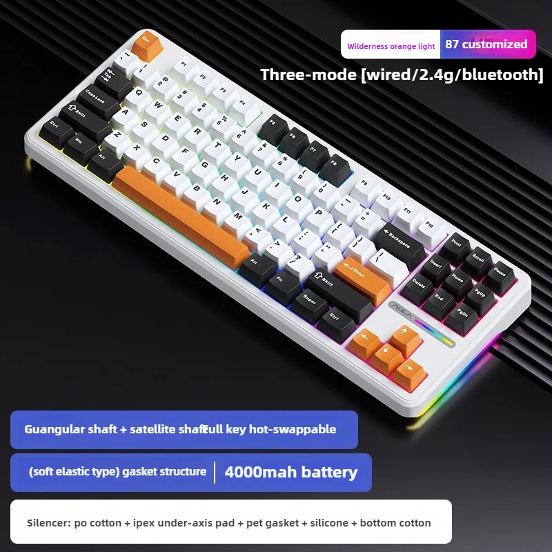 AULA F87Pro Teclado Mecanico Wireless 2.4G Gaming Keyboard RGB Bluetooth Keyboards Teclado Sem Fio Teclados De Ordenador Klavye